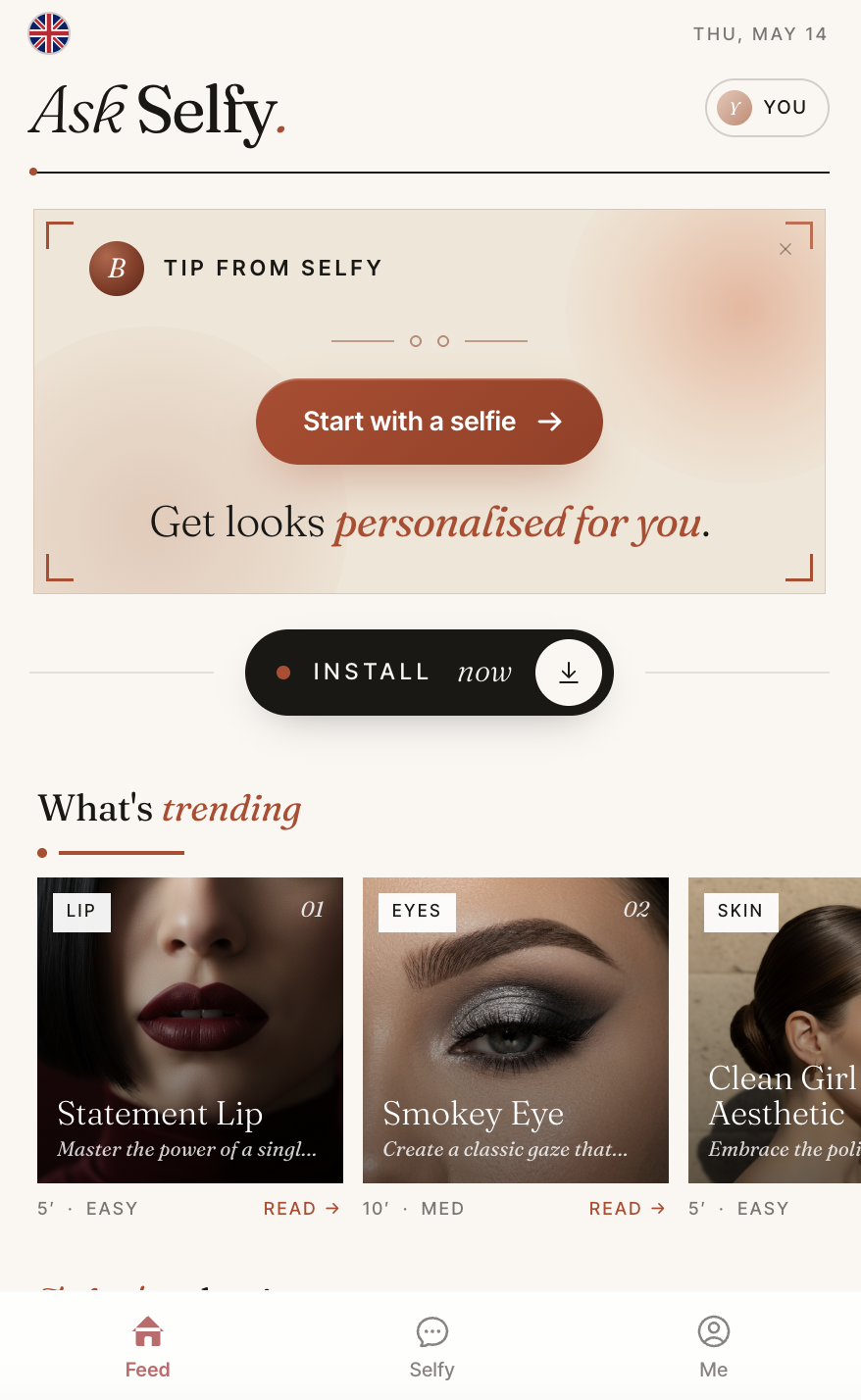 Ask Selfy main screen