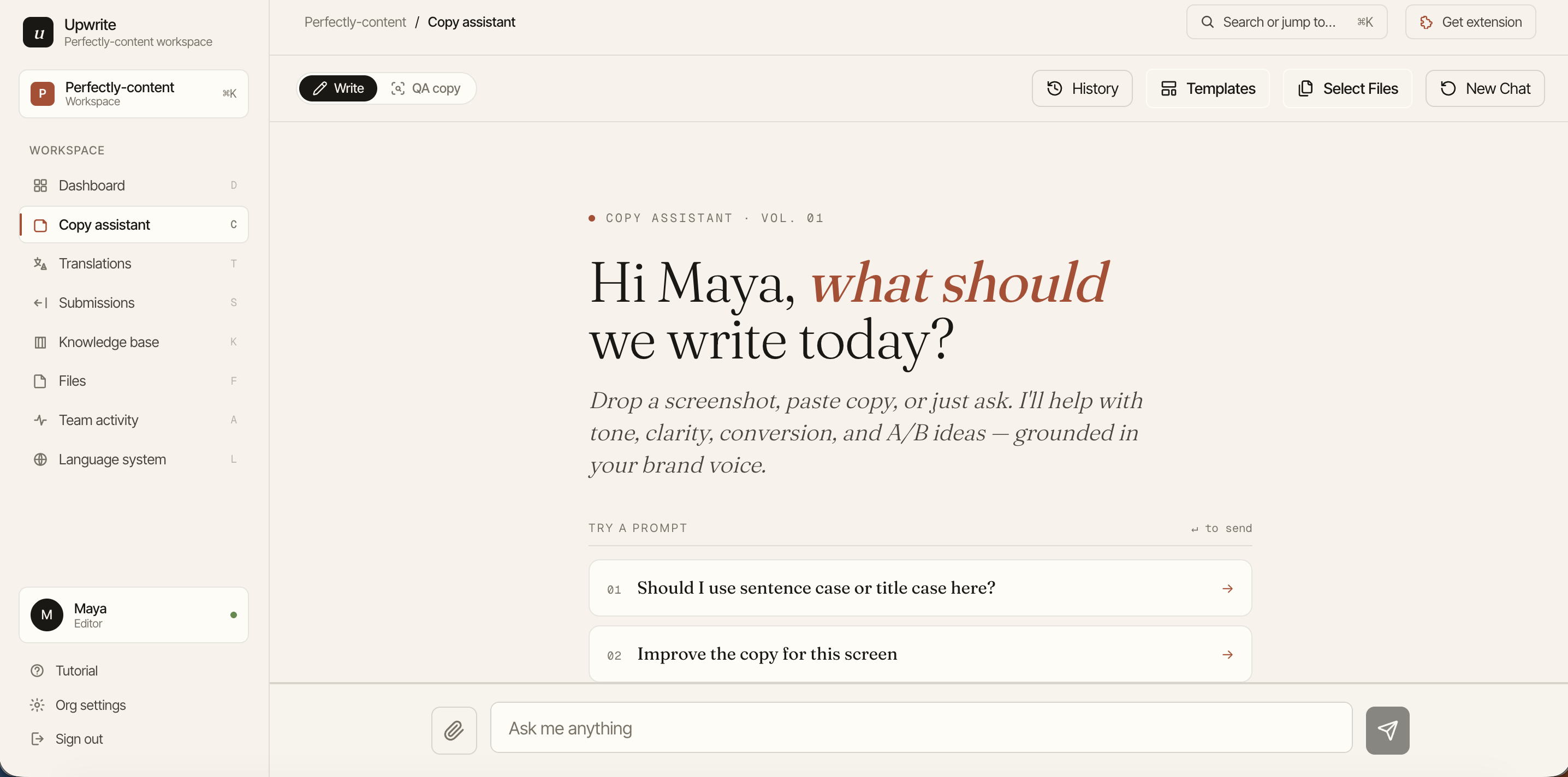 Upwrite desktop preview